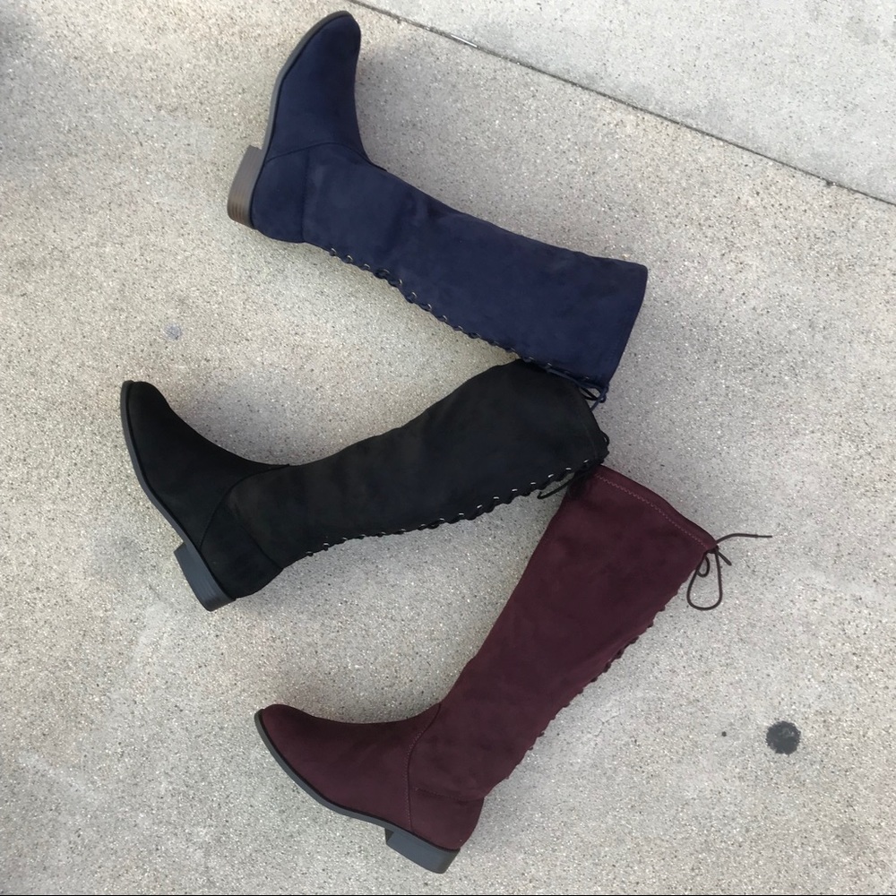 City Class Liquid Burgundy Faux Suede lace up BOOT - Picture 3 of 6